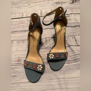 NWOB | Jessica Simpson Denim Blue Embellished Heels | Women’s Size 7.5